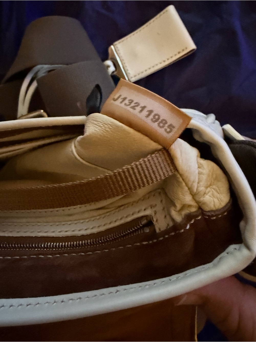 Dooney & Bourke Cream Leather Saddle Crossbody Bag with Brown Strap - Picture 5 of 10